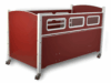 SleepSafe MEDIUM bed in red finish with white trim.