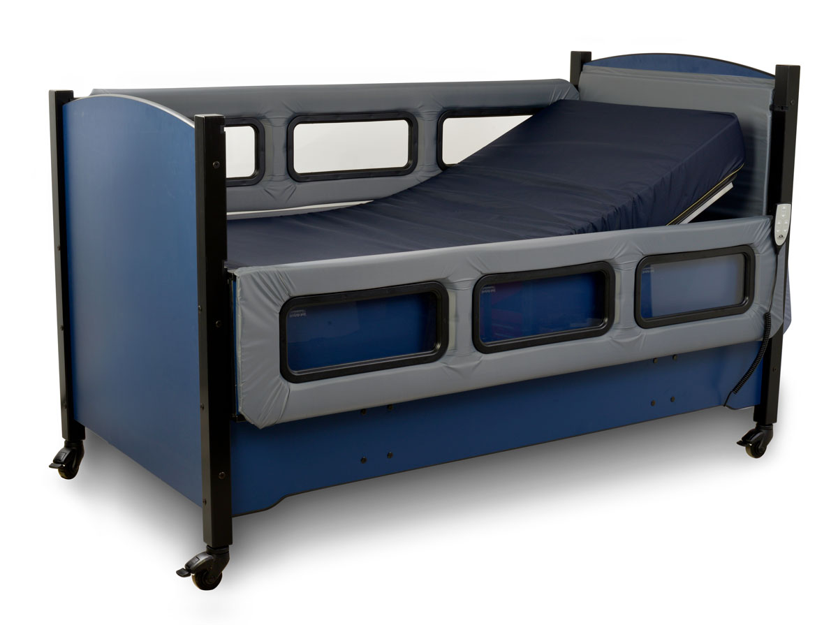 SleepSafe Medium bed in blue finish.
