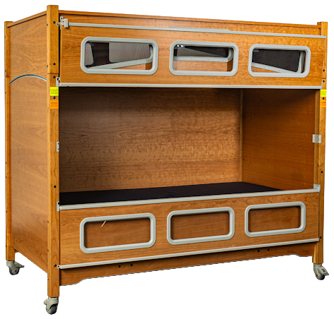 SleepSafe EXTENSION bed in cherry with both rails open.