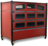 SleepSafe EXTENSION bed in red finish and black trim.