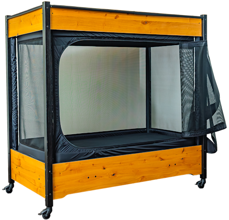 SleepSafe InSight bed in alder finish with door open.