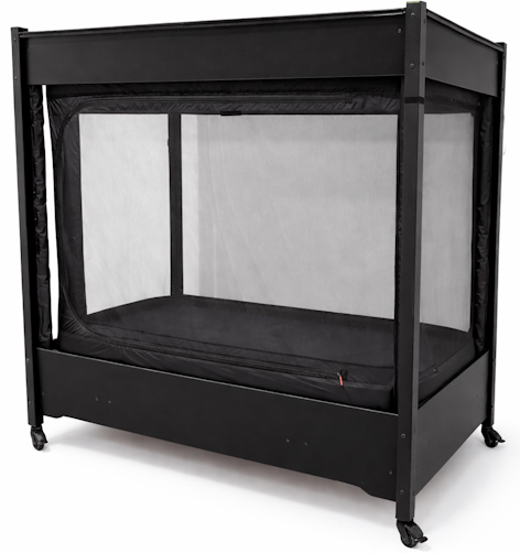 SleepSafe InSight bed in black with black pads and trim.