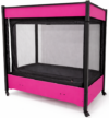 SleepSafe InSight bed in pink finish with black pads and legs.