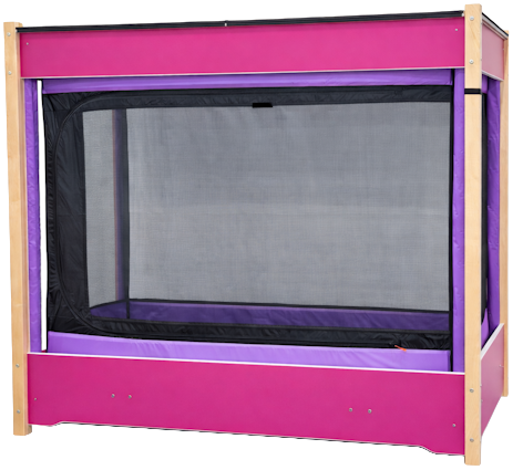 SleepSafe InSight bed in pink finish with black pads.