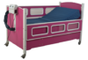 SleepSafe MEDIUM bed in pink finish with blue chip mattress.