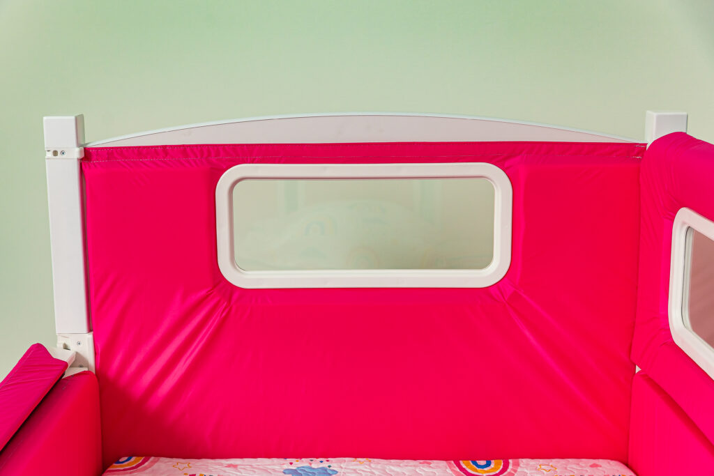 The footboard window of a SleepSafe bed.