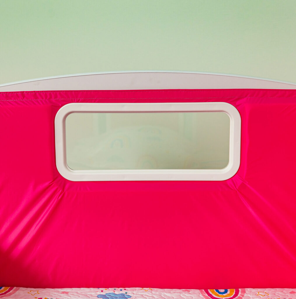 The footboard window of a SleepSafe bed.