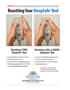 SleepSafe Bed T-Motion Remote - Reset Instructions