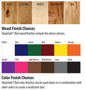 SleepSafe Bed Wood Finishes and Color Finishes