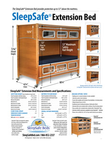 SleepSafer Tall Bed with Extension Specifications and Measurements