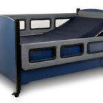 SleepSafe® II Bed – Medium Bed – Electric Hi-Lo Combo – In Blue with Gray Pads
