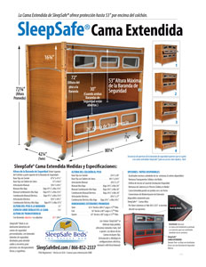 La Cama Extendida de SleepSafe® ofrece protección hasta 53” por encima del colchón.