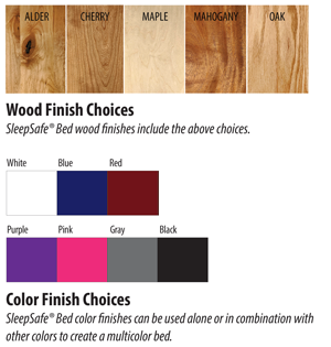 SleepSafe Bed Wood Finishes and Color Finishes